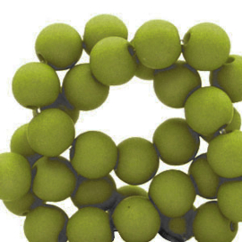 8 mm acryl kralen Moss green, per stuk