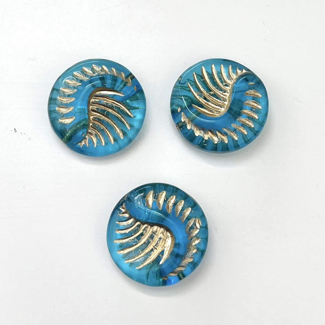 Fossil coin Aqua - Gold 19mm, 1 stuk