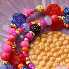 Wikkel armband leer Happy colors