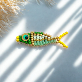 DIY pakket kralenvisje Yellow-Green, c.a. 10 verschillende visjes