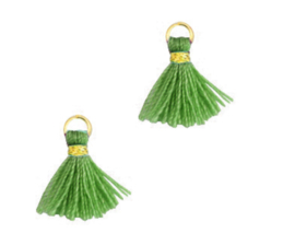 Kwastjes 1.2cm Gold-jungle green, 1 stuk