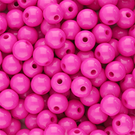 8 mm acryl kralen shiny Magenta pink, per stuk