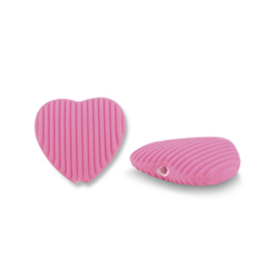 Acryl kralen hart Magenta pink 22x23mm, 1 stuk