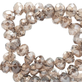 Top facet kraal 4x3mm Greige rose-pearl shine coating, 110-115 st.