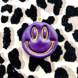 Bedels Smiley Plum polymeer klei, 1 stuk