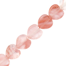 Natuursteen kralen hart Coral red 10mm, 1 stuk