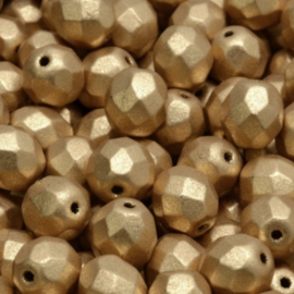 Firepolished Round Beads mat Gold 8mm, 10 stuks