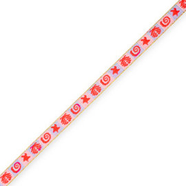 Lint met tekst zeeleven Light pink-powder blue-poppy red-gold, 50 cm