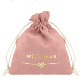 Sieraad zakje "with love" Vintage pink-gold 1 stuk