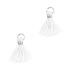 Kwastjes 1.2cm Zilver-white, 1 stuk