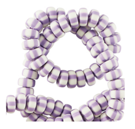 Polymeer rondellen 7mm White-soft purple, 110 stuks