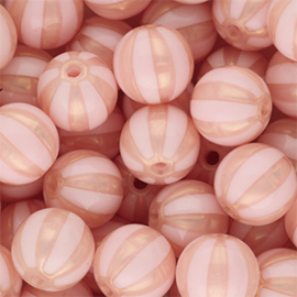 12 mm DQ acryl kralen met strepen Light pink-peach pink, per stuk