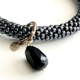Classic Black Onyx Grey Silver Bracelet