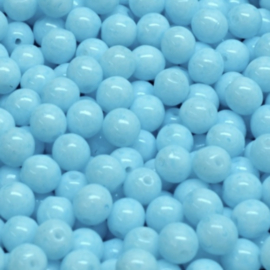 Round Druck Beads 4mm Blue, per 10 gr.