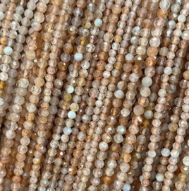 Orange moonstone facet 3mm, 10 stuks