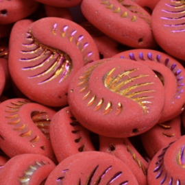 Fossil coin Mat Red-Metallic wash 19mm, 2 stuks