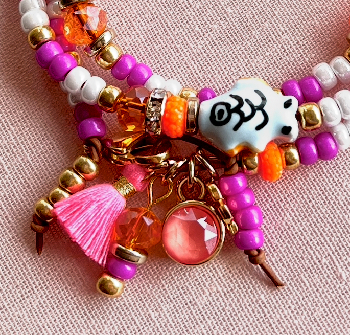 Inspiratie armband Magenta-Neon Orange
