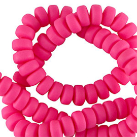 Polymeer rondellen 7mm Neon pink, 110 stuks