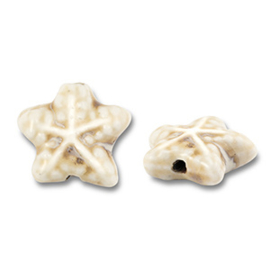 Kralen keramiek zeester Off white 21.5x20mm, per stuk