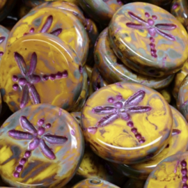 Dragonfly Picasso yellow 17mm, 4 stuks