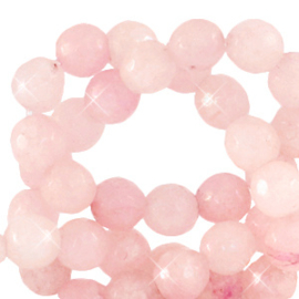 Natuursteen kralen kwarts facet geslepen 8mm Blossom pink-opal AB coating, per stuk