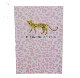 Sieraden kaartjes "I'm proud of you" Pink, per stuk