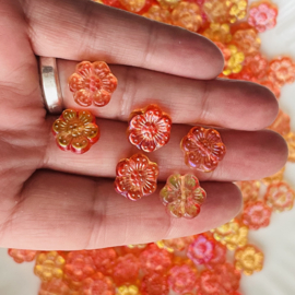 Boho Flower Beads AB Orange 14mm, 5 stuks