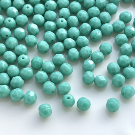 Fire polish 6mm Opaque Turquoise, 5 gram c.a. 18 stuks