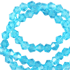 Top facet kraal 4x3mm Azure turquoise blue, 20 stuks