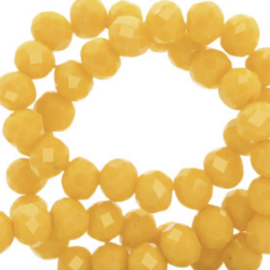 Top facet kraal 6x4mm Yellow flash-pearl shine coating, 20 stuks