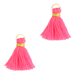 Kwastjes 1.5cm Gold-neon pink, 1 stuk