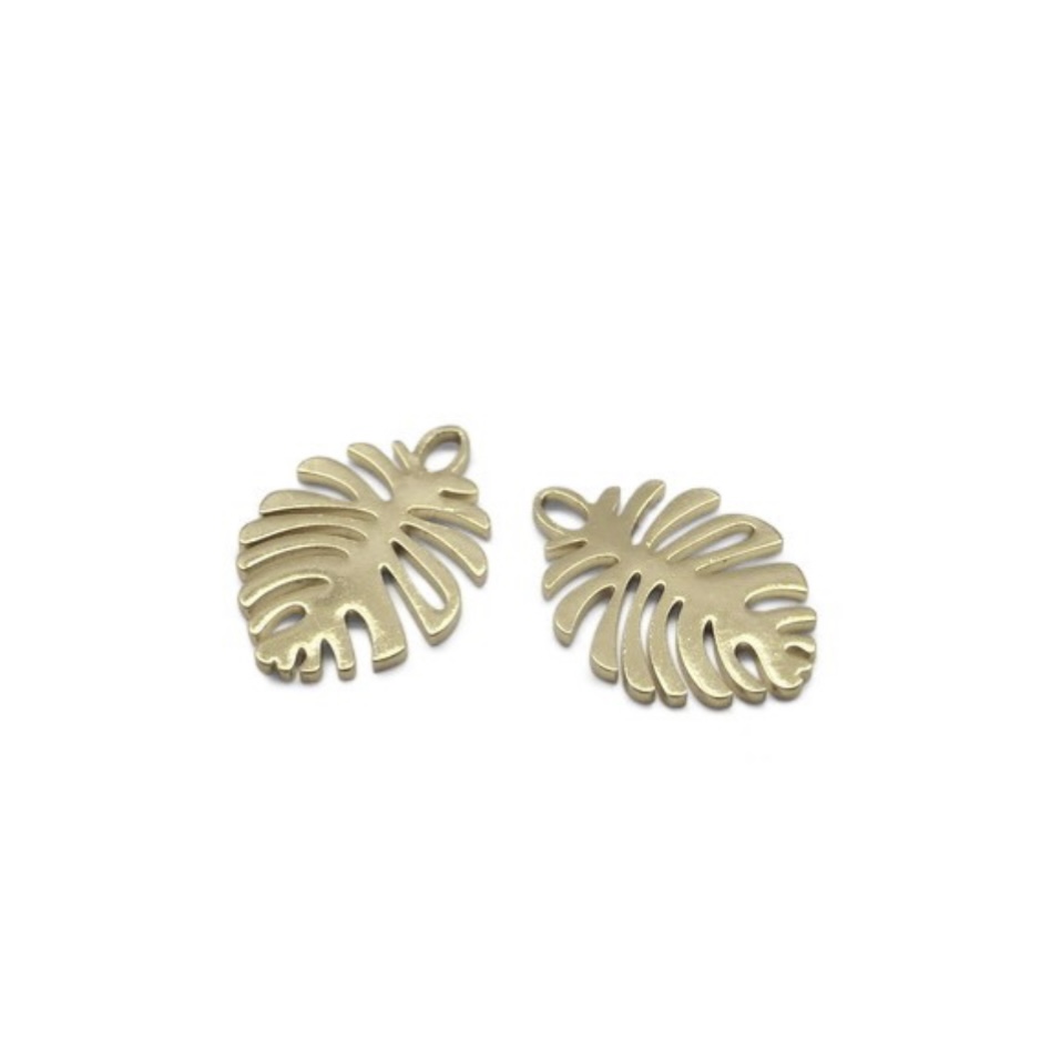 HANGER BLAD 14X10MM GOUD per 2 stuks