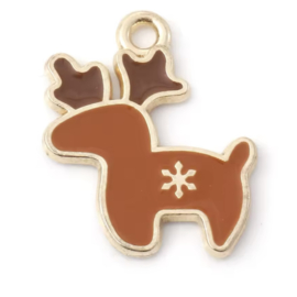 Bedels Xmas hert Goud-Bruin (nikkelvrij), 1 stuk