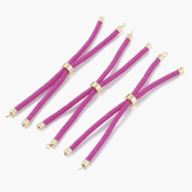 DIY geweven armbandje met 24K gold metaal, Fuchsia