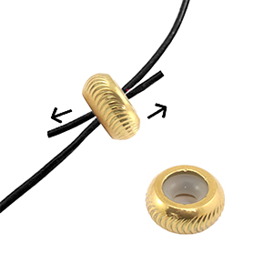 Roestvrij stalen (RVS) smart bead stopper met motief Gold, per stuk