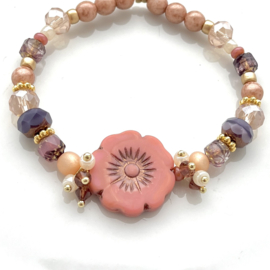 Armbanden set Vintage Pink Hawaiian flower