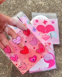 Inpakzakje plastic Heart candy, 10 stuks