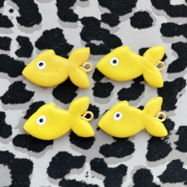 Bedels Round Fish Yellow polymeer klei, 1 stuk