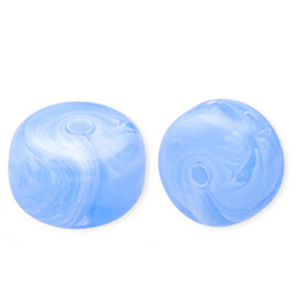 Acryl kralen disc Light blue-marble, per stuk