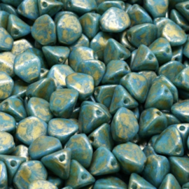 Pinch Beads 7x7mm Turquoise blue gold, 10 gr (c.a. 60 st.)