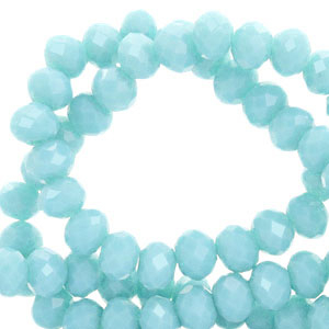 Top facet kraal 8x6mm Serenity blue-pearl shine coating, 20 st.