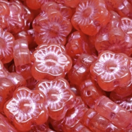 Sunset Flower Beads Red-Metallic Pink 10mm, 14 stuks