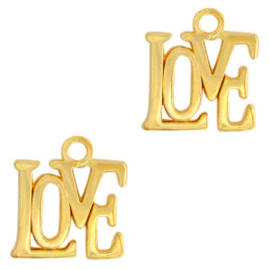 Bedels DQ metaal "love" Goud (nikkelvrij), 1 stuk