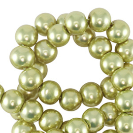 Glasparels 8mm Light olive green, per stuk