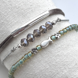 Armbanden set Topaz-Sea foam-Zilver-Visje