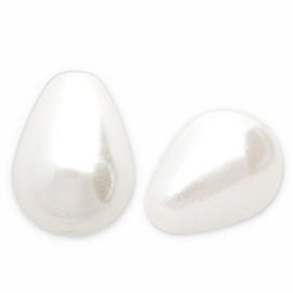 Imitatie zoetwaterparels druppel White 10x7mm, per stuk