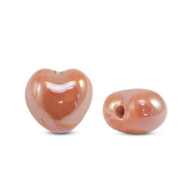 DQ Grieks keramiek kralen hart Orange 15x16mm, per stuk