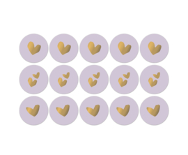 Cadeaustickers Solo Hearts met goudfolie Lila, 10 stuks