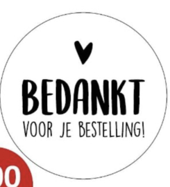 Sticker "bedankt voor je bestelling" Wit- zwart, 10 stuks