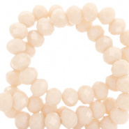 Top facet kraal 6x4mm Peach beige-pearl shine coating, 20 stuks